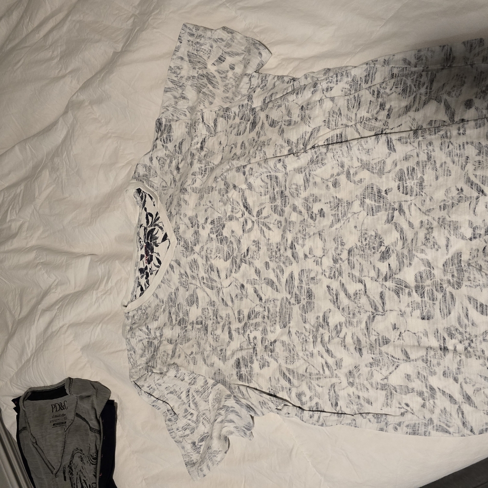 White and Gray Patterned T-Shirt